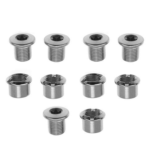 SHIMANO 105 FC-5700 Front Chainwheel Chainring Gear Fixing Bolt TORX M8 x 8.5 and Nut 5 sets - Y1M398170-Pit Crew Cycles