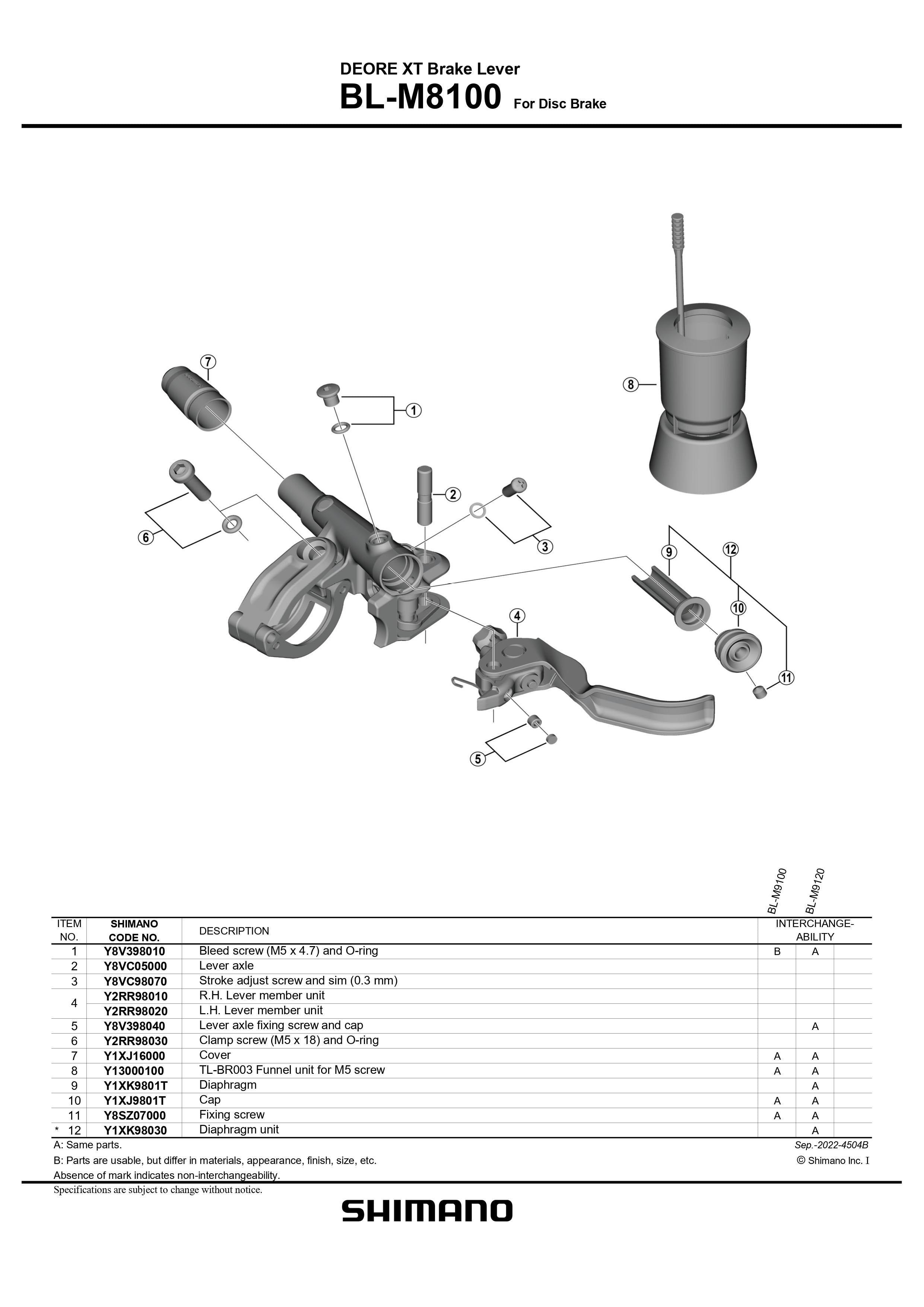 SHIMANO DEORE XT BL-M8100/ BR-M8120 Hydraulic Disc Brake Post Mount with Caliper-Pit Crew Cycles