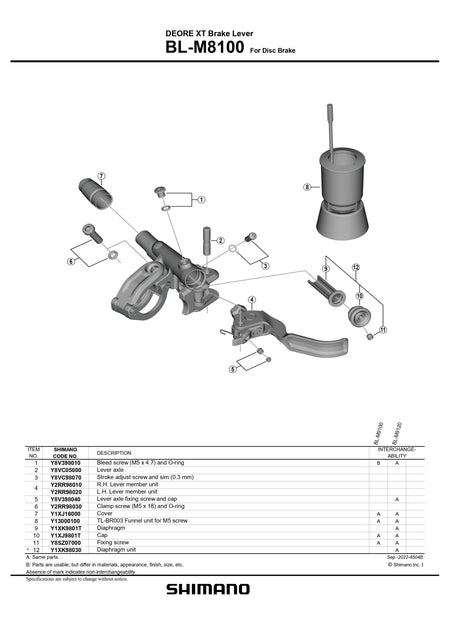 SHIMANO DEORE XT BL-M8100/ BR-M8120 Hydraulic Disc Brake Post Mount with Caliper-Pit Crew Cycles