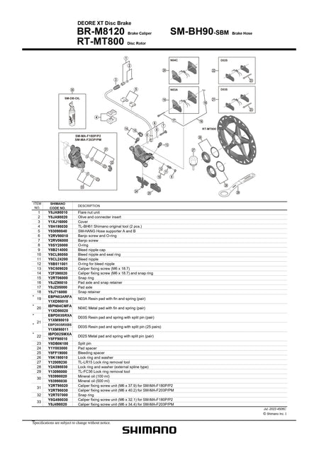 SHIMANO DEORE XT BL-M8100/ BR-M8120 Hydraulic Disc Brake Post Mount with Caliper-Pit Crew Cycles