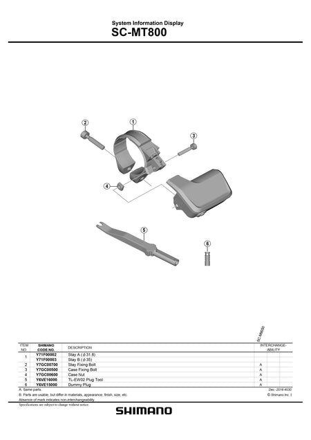SHIMANO Deore XT Di2 SC-MT800 System Information Display Case Stay A 31.8mm - Y71F00002-Pit Crew Cycles