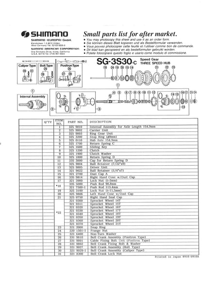 SHIMANO Nexus SG-3S30 Hub 3-Speed Snap Ring C Square - Y32520110-Pit Crew Cycles