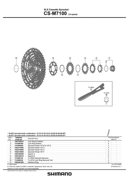 SHIMANO SLX CS-M7100 Cassette Sprocket Spacer B - (12-Speed) - Y0GY00310-Pit Crew Cycles