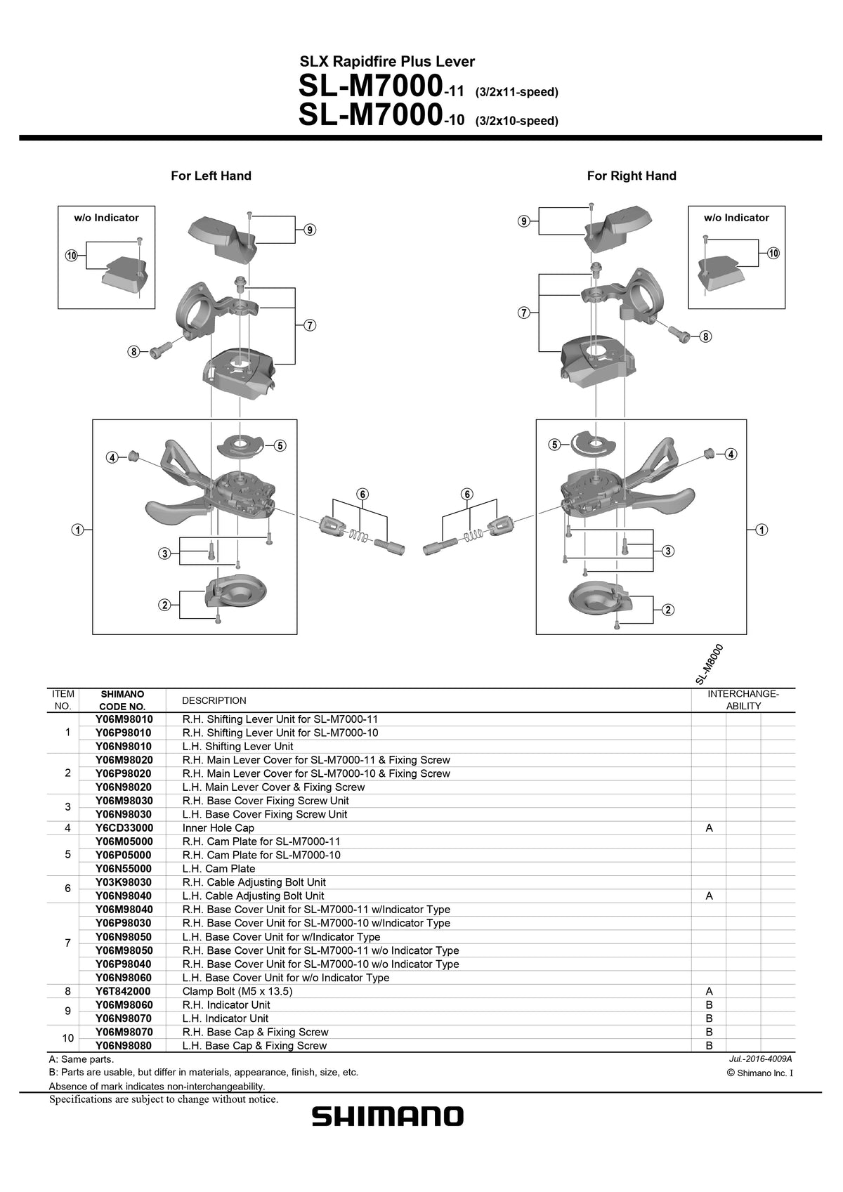 SHIMANO SLX SL-M7000-11 Rapidfire Plus Lever Right Hand Main Lever Cover and Fixing Screw - Y06M98020-Pit Crew Cycles