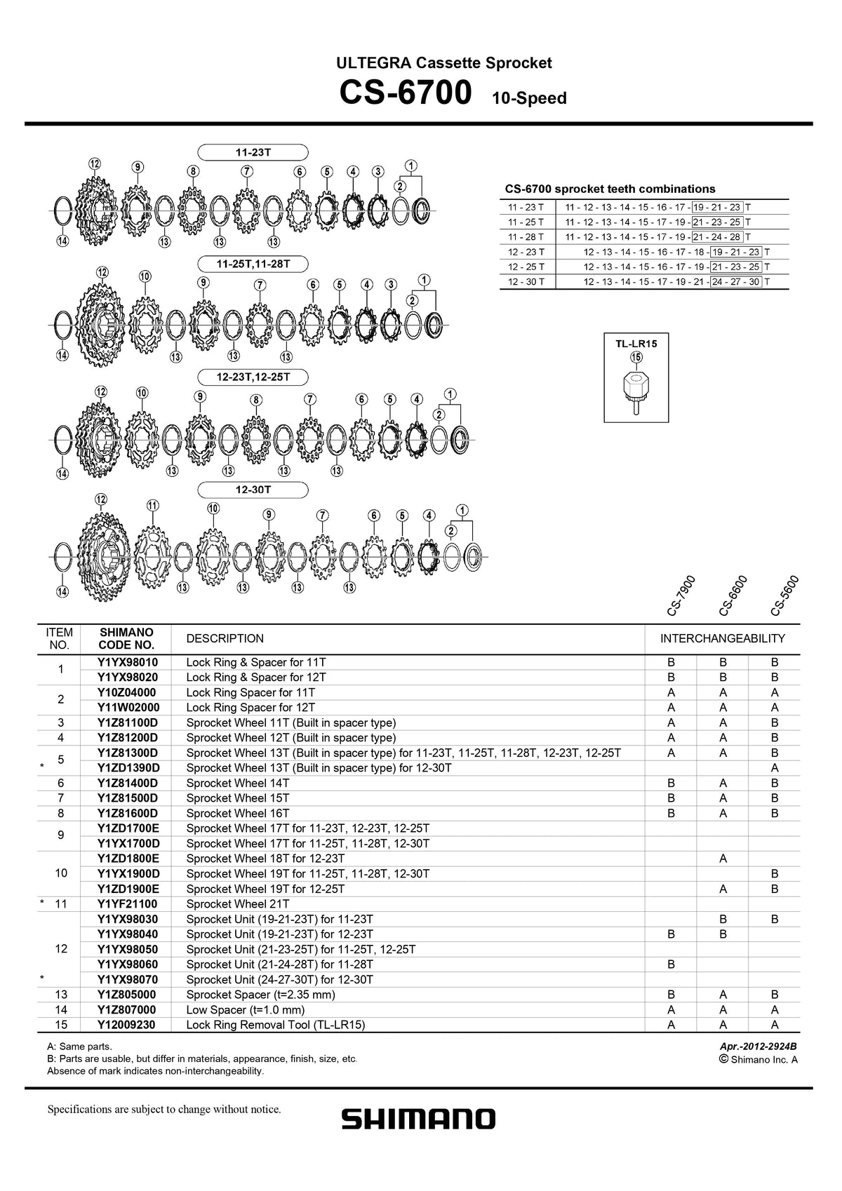SHIMANO Ultegra CS-6700 HG Silver Cassette 10-Speed-Pit Crew Cycles