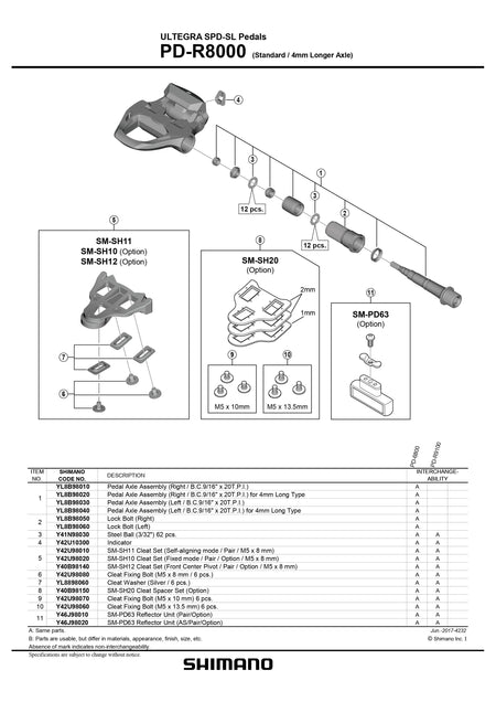 SHIMANO Ultegra PD-R8000 SPD-SL Pedals (Standard / 4mm Longer Axle) Small Parts-Pit Crew Cycles