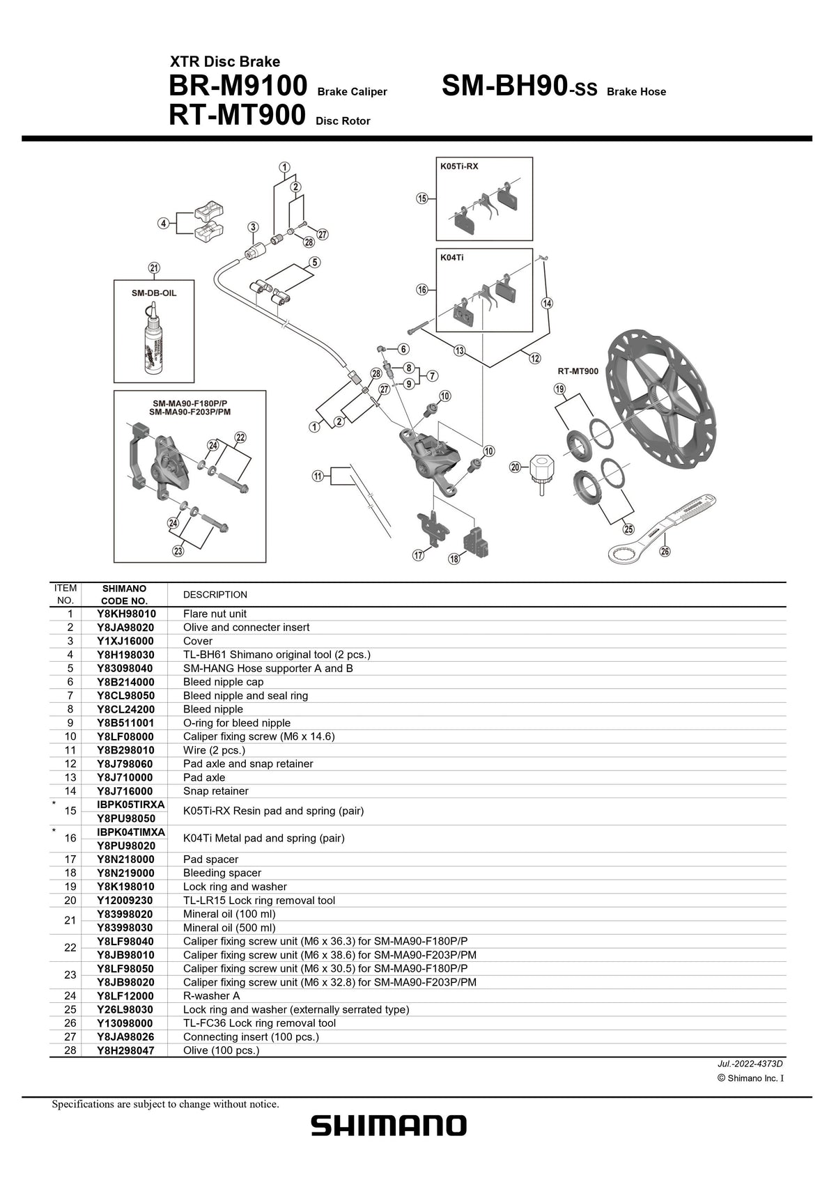 SHIMANO XTR BL-M9100/BR-M9100 Race Hydraulic Disc Brake Assembled Set J-Kit-Pit Crew Cycles