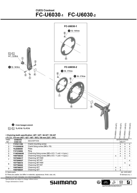 SHIMNANO CUES FC-U6030-1 9/10/11-Speed Front Chainwheel Crankset-Pit Crew Cycles