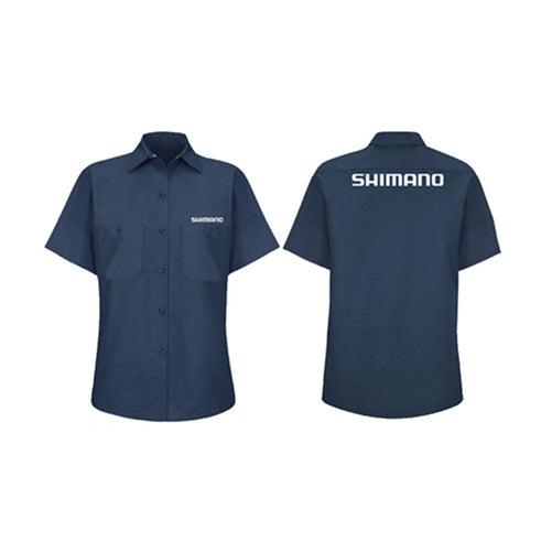 Shimano Men's Mechanic Work Shop Button Up Shirt - Blue Large