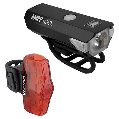 CATEYE AMPP100 and ViZ100 Front and Rear Light Rechargeable Kit-Pit Crew Cycles