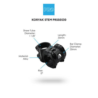 PRO Koryak Black Alloy Stem 31.8mm-Pit Crew Cycles