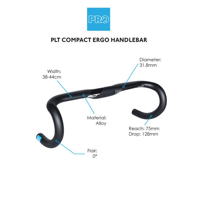 PRO PLT Compact Ergo Black Handlebar 31.8mm-Pit Crew Cycles