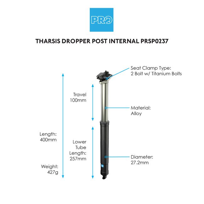PRO Tharsis Dropper Seatpost 100mm-Pit Crew Cycles