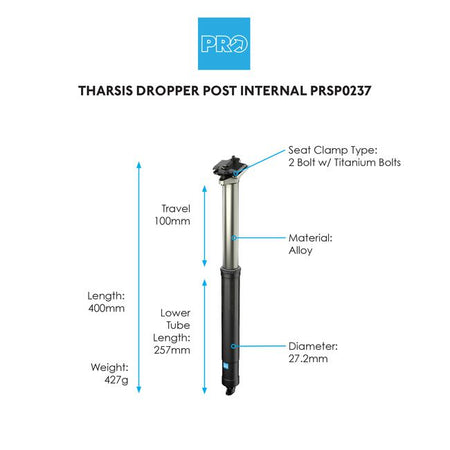 PRO Tharsis Dropper Seatpost 100mm-Pit Crew Cycles
