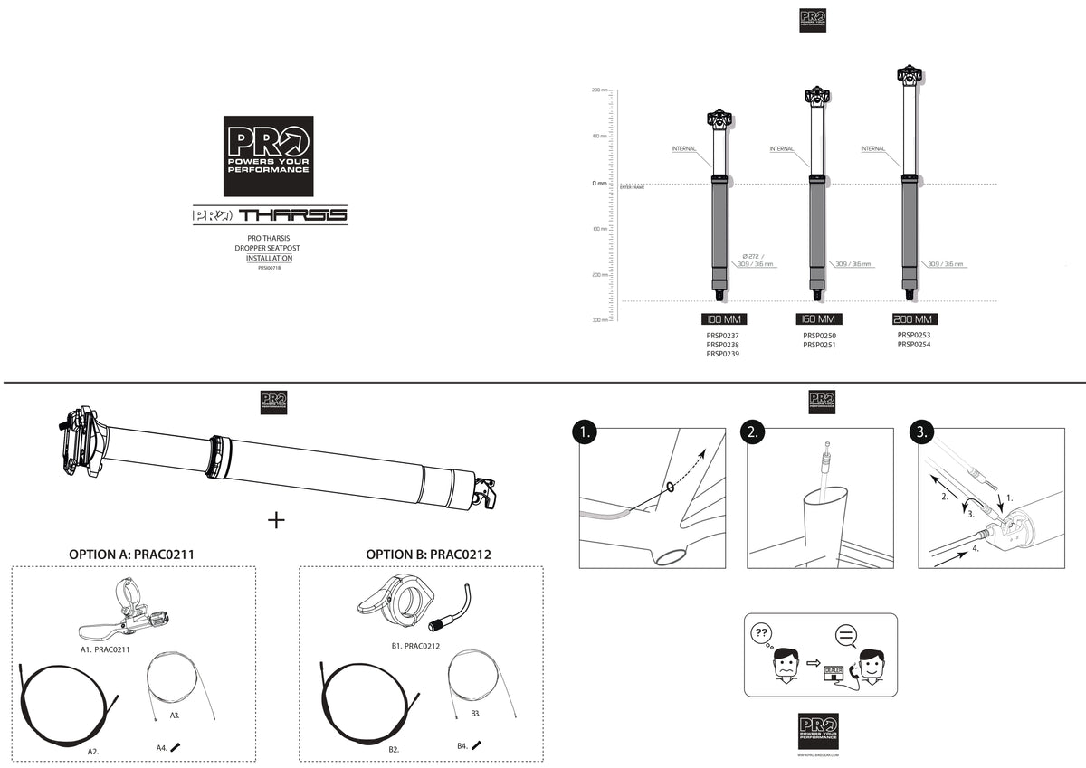 PRO Tharsis Dropper Seatpost 100mm-Pit Crew Cycles