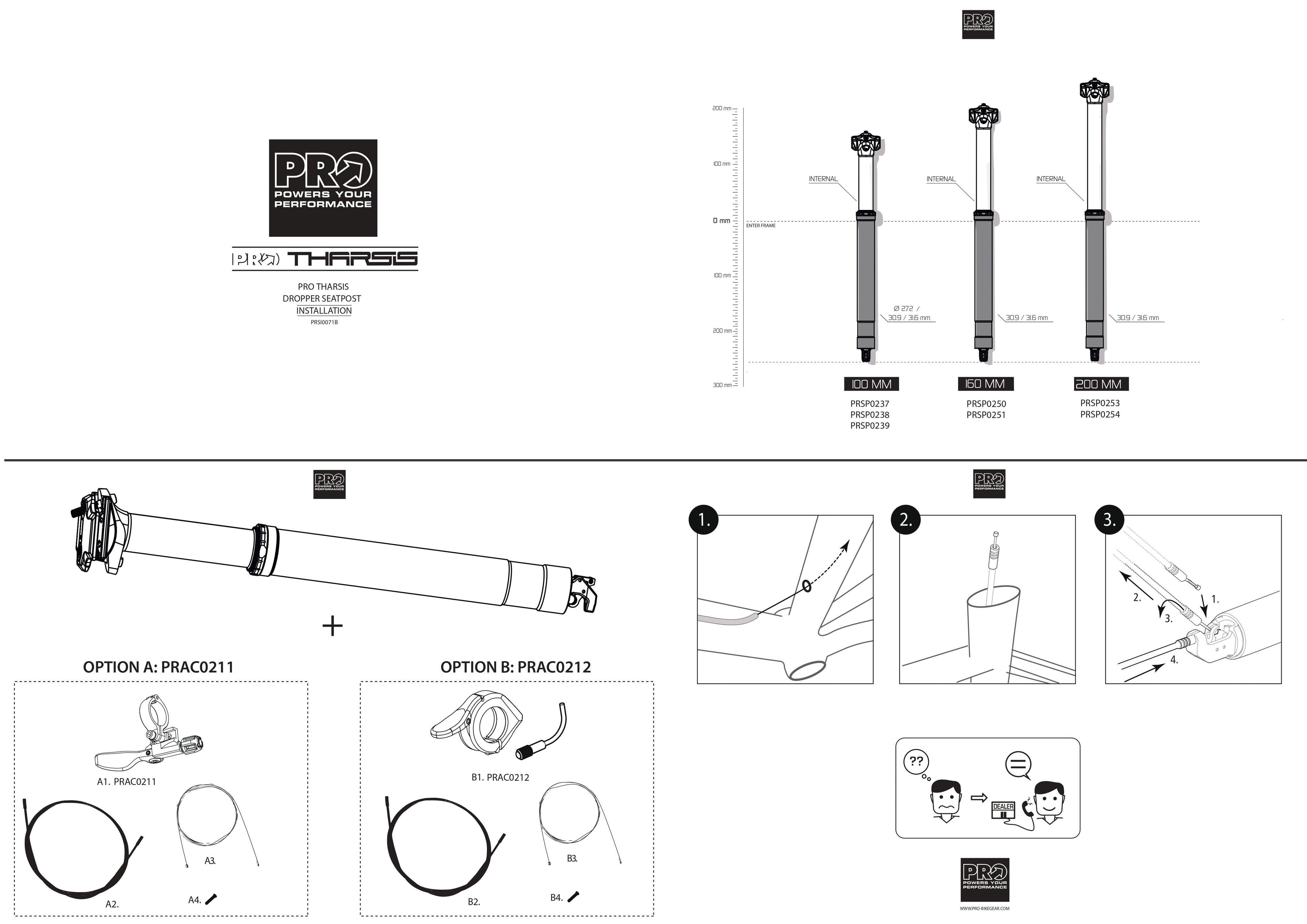 PRO Tharsis Dropper Seatpost 100mm-Pit Crew Cycles