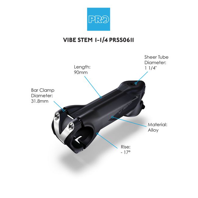 PRO Vibe Black Alloy Stem 31.8mm-Pit Crew Cycles