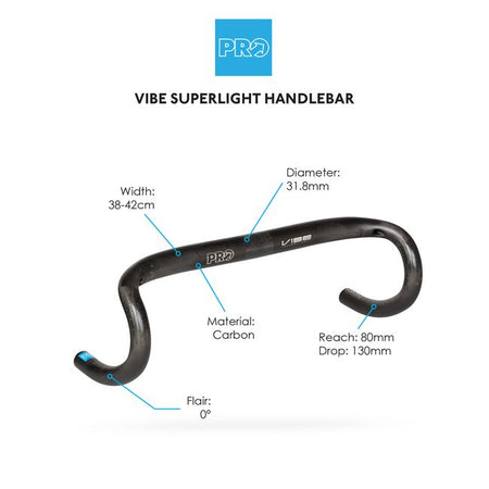 PRO Vibe Superlight Black Carbon Handlebar 31.8mm-Pit Crew Cycles