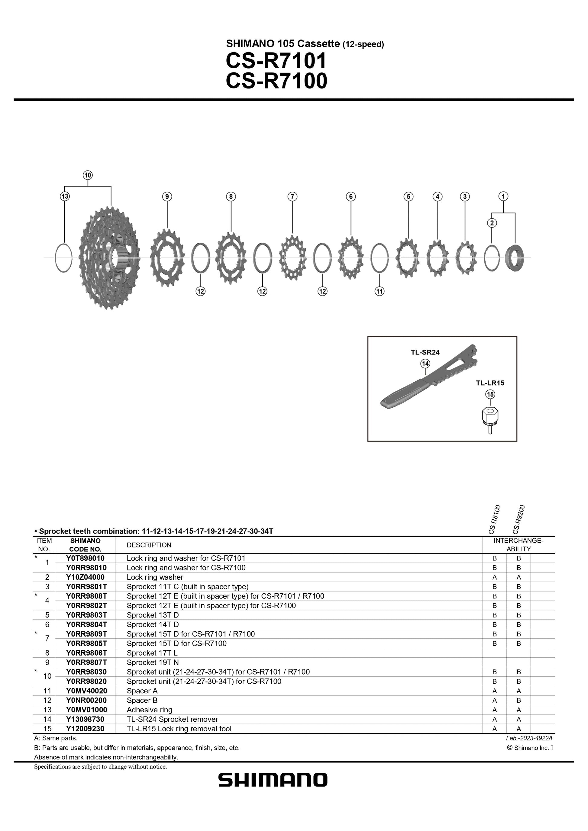 SHIMANO 105 CS-R7100 Cassette Lock ring and washer for CS-R7100 - (12-speed) - Y0RR98010-Pit Crew Cycles