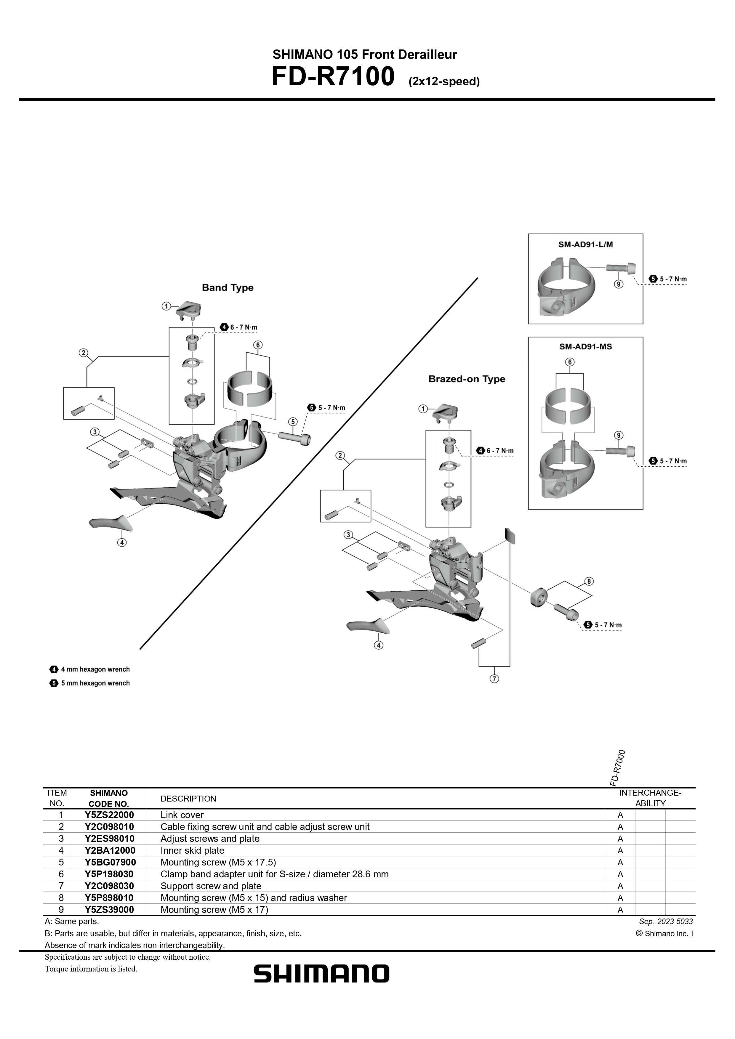 SHIMANO 105 FD-R7100 Mechanical Road Front Derailleur 2x12-Speed – Pit ...