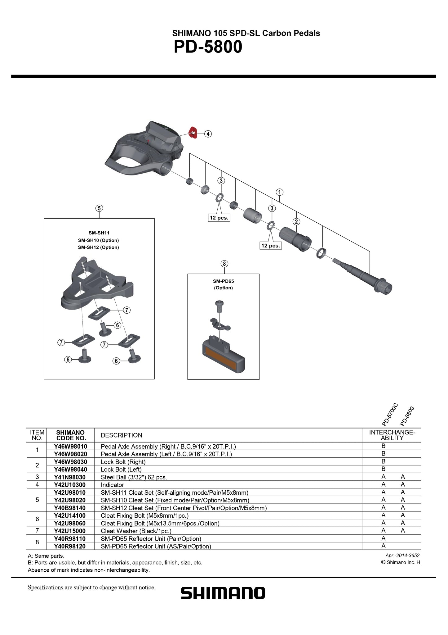 SHIMANO 105 PD-5800 SPD-SL Carbon Pedals Small Parts-Pit Crew Cycles