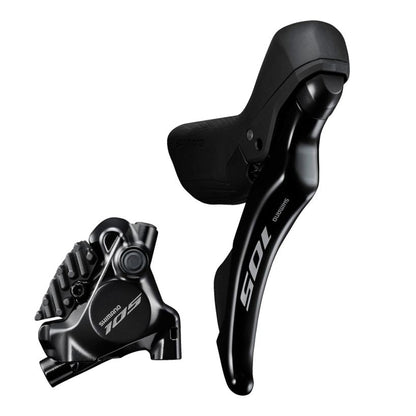 SHIMANO 105 ST-R7120 Disc Road Dual Control Brake/Shift Levers with Caliper 2x12-Speed Black-Pit Crew Cycles