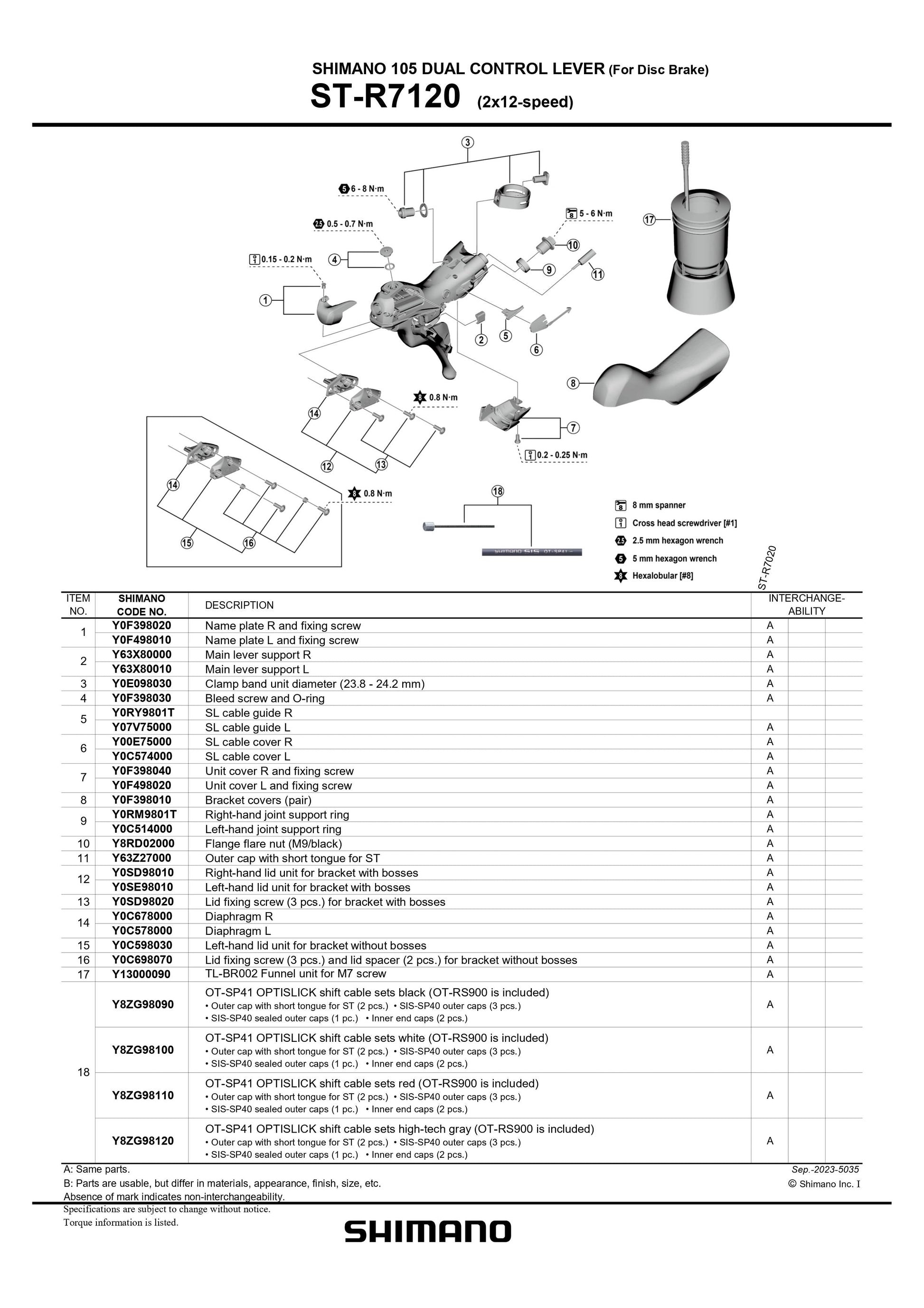 Disc Brake Lever Shimano 105 Parts SHIMANO 105 ST-R7120 Disc Road
