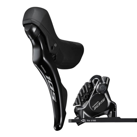 SHIMANO 105 ST-R7120 Disc Road Dual Control Brake/Shift Levers with Caliper 2x12-Speed Black-Pit Crew Cycles