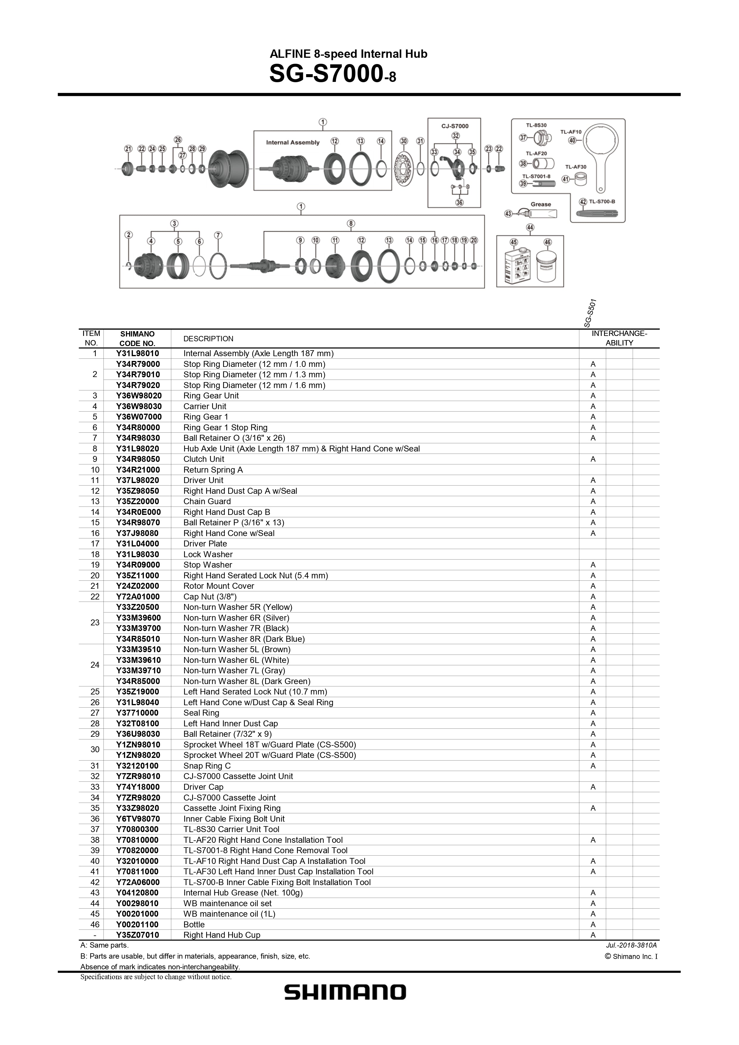 Shimano alfine store s7000 8s