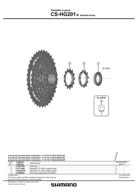 SHIMANO Alivio CS-HG201 Cassette Silver 9-Speed-Pit Crew Cycles