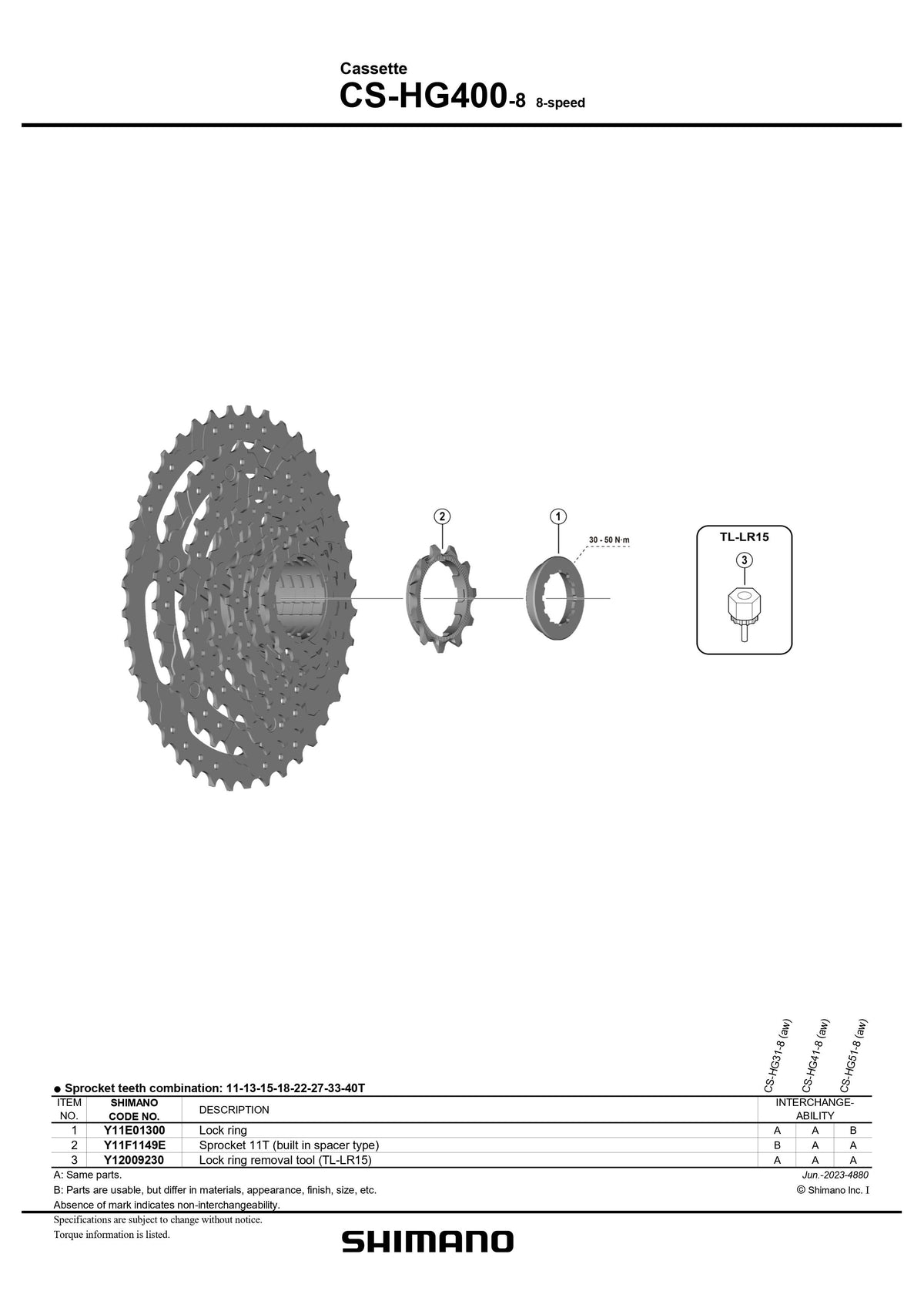 SHIMANO Alivio HG400 Cassette 8-Speed-Pit Crew Cycles