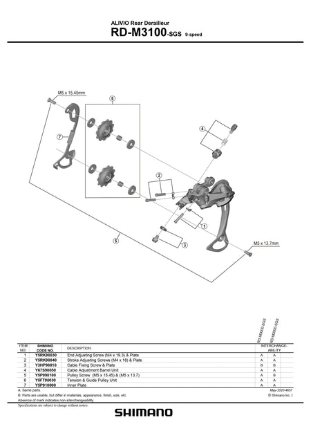 SHIMANO Alivio RD-M3100 SGS Long Cage Shadow Rear Derailleur 9-Speed-Pit Crew Cycles