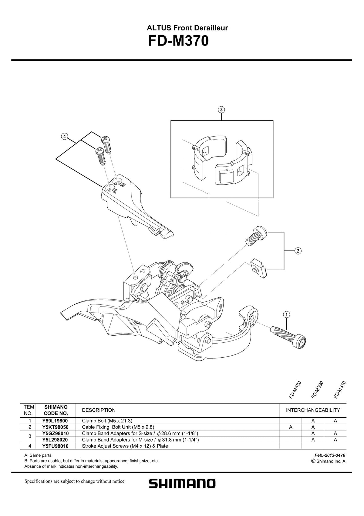 SHIMANO Altus FD-M370 Top Swing Dual Pull Front Derailleur 9-Speed-Pit Crew Cycles