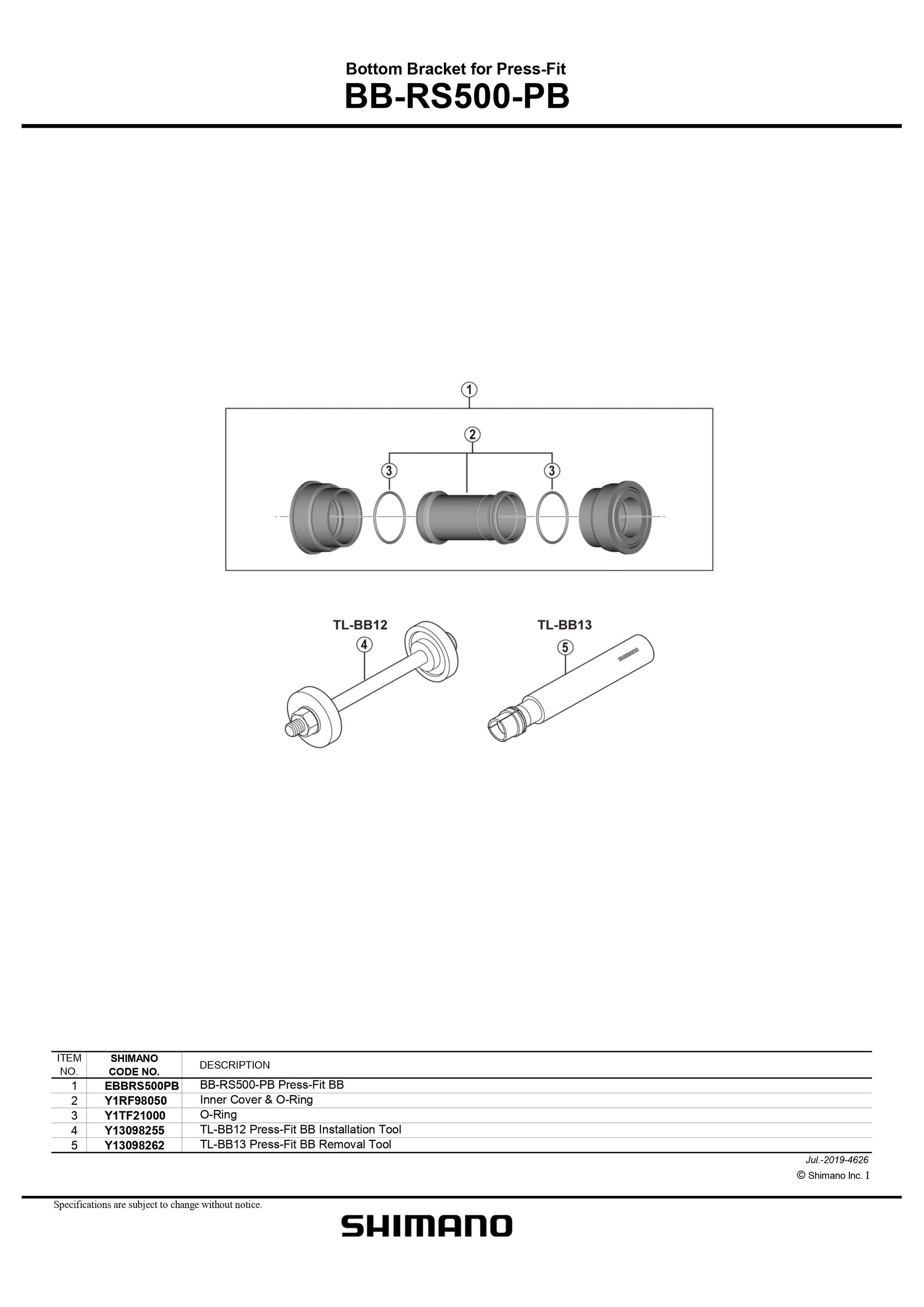 SHIMANO BB-RS500-PB Hollowtech II Press-Fit Black Bottom Bracket BB86-Pit Crew Cycles