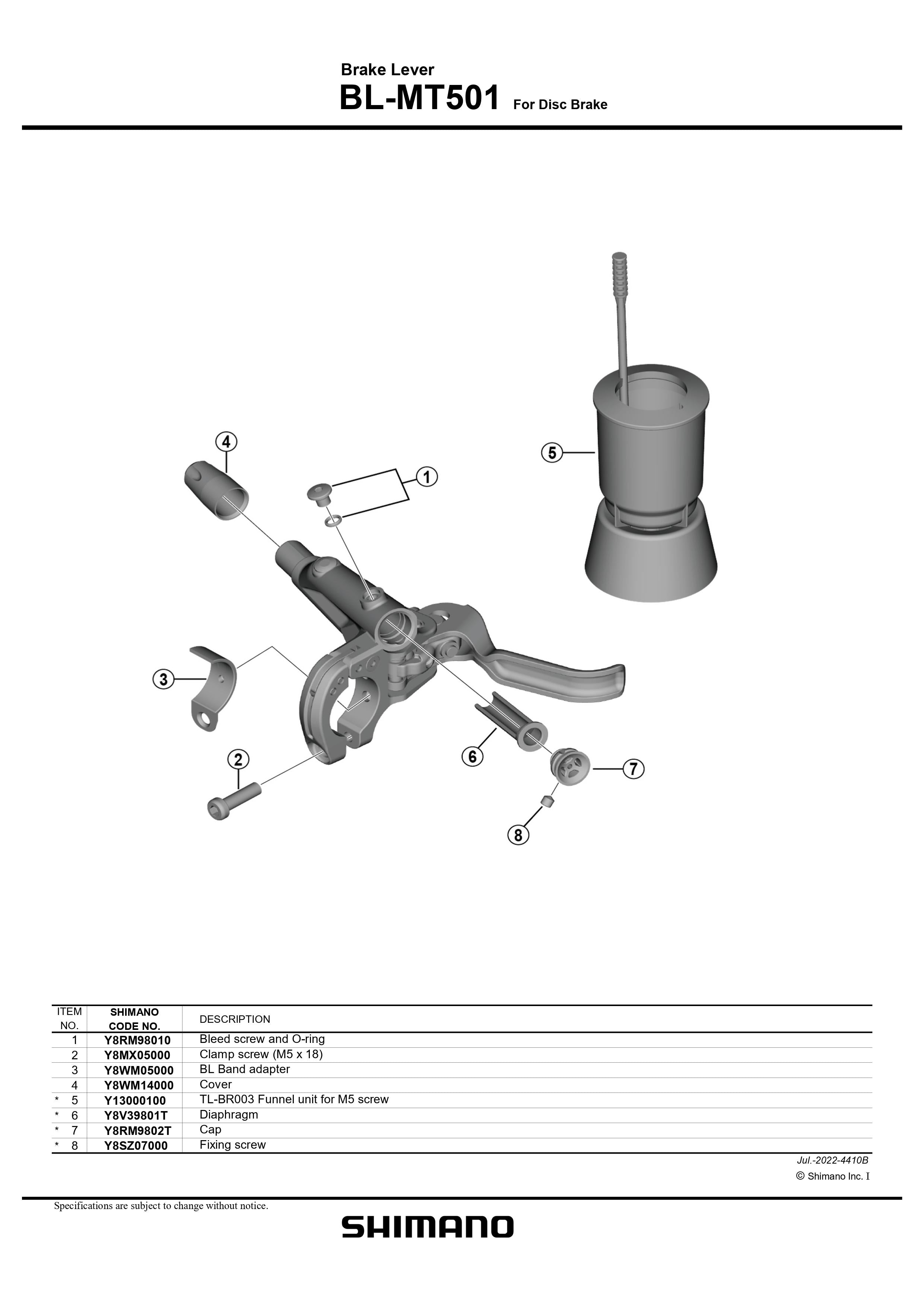 Shimano mt501 lever sales adjustment