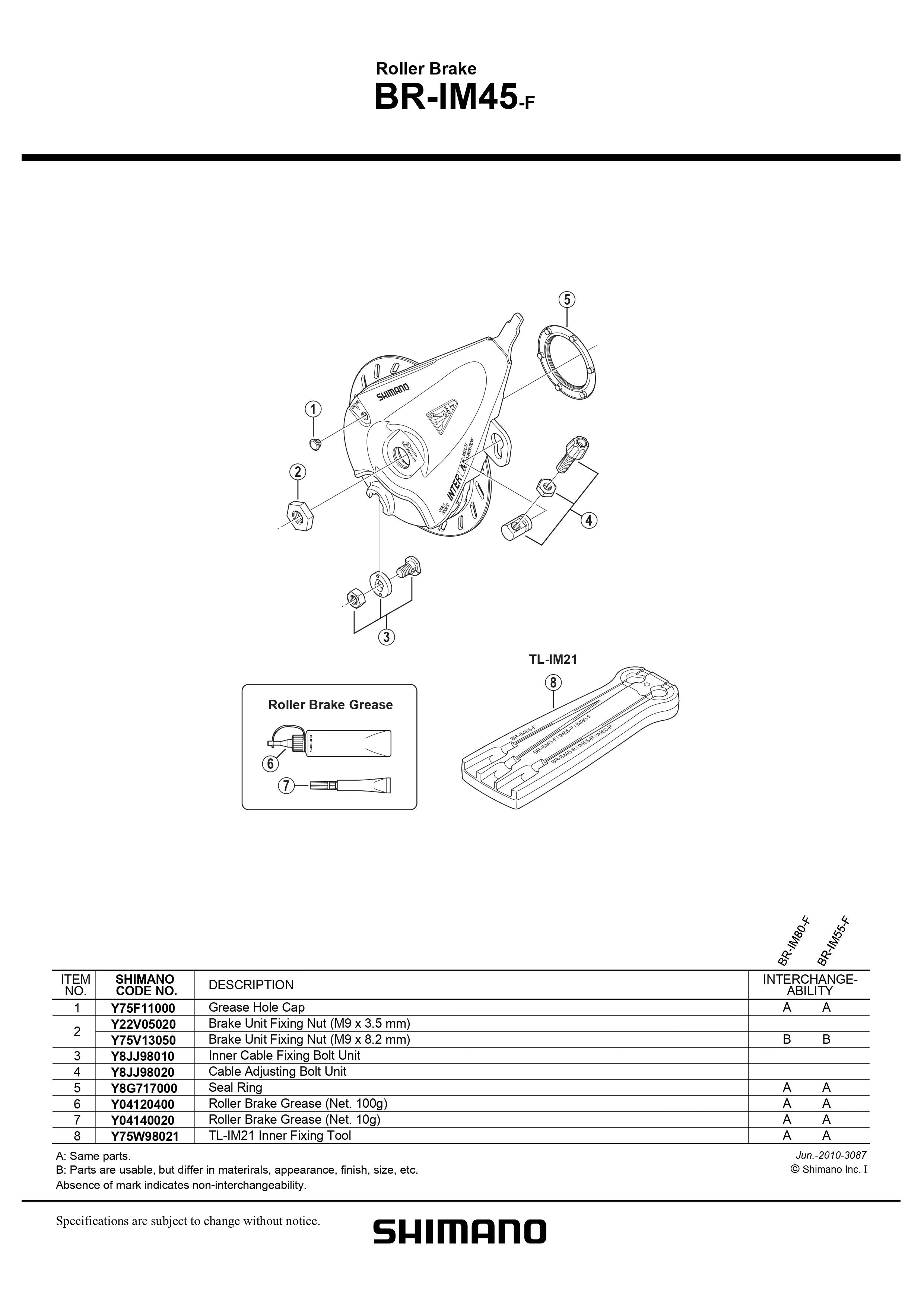SHIMANO BR-IM45-F Roller Brake Inner Cable Fixing Bolt Unit 4-Piston - Y8JJ98010-Pit Crew Cycles