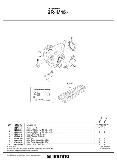 SHIMANO BR-IM45-F Roller Brake Inner Cable Fixing Bolt Unit 4-Piston - Y8JJ98010-Pit Crew Cycles