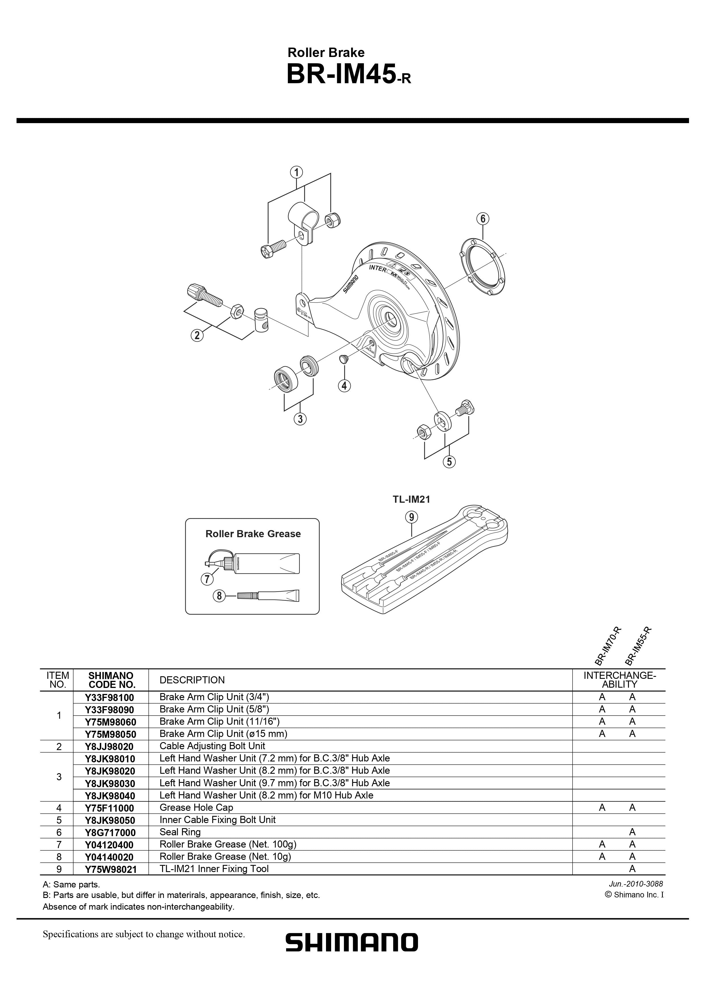 Shimano roller hot sale brake parts