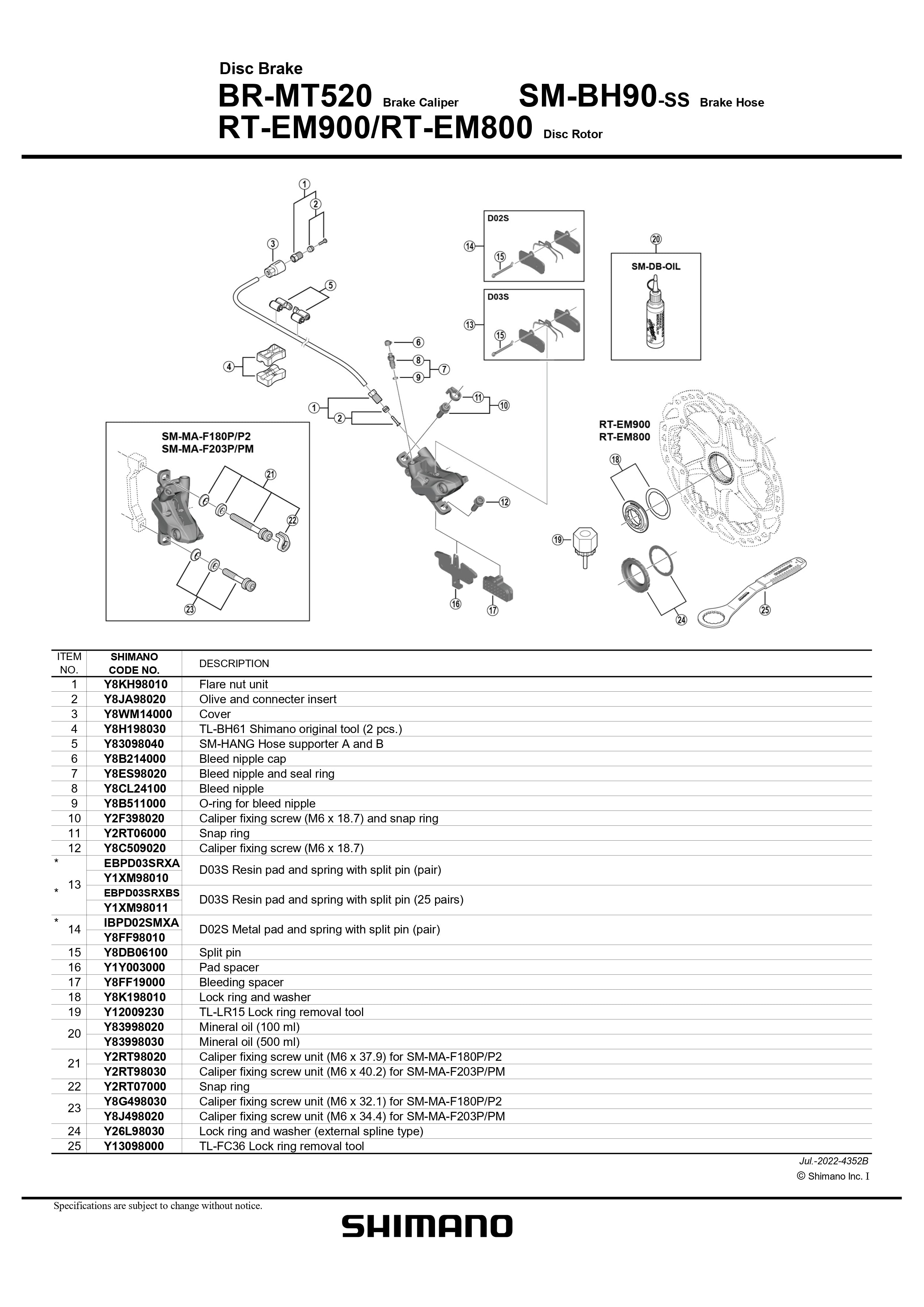 SHIMANO BR-MT520 Hydraulic Disc Brake Caliper Front or Rear Black-Pit Crew Cycles