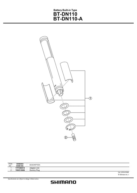 SHIMANO BT-DN110A-7 Built-In Type Di2 Internal Battery-Pit Crew Cycles