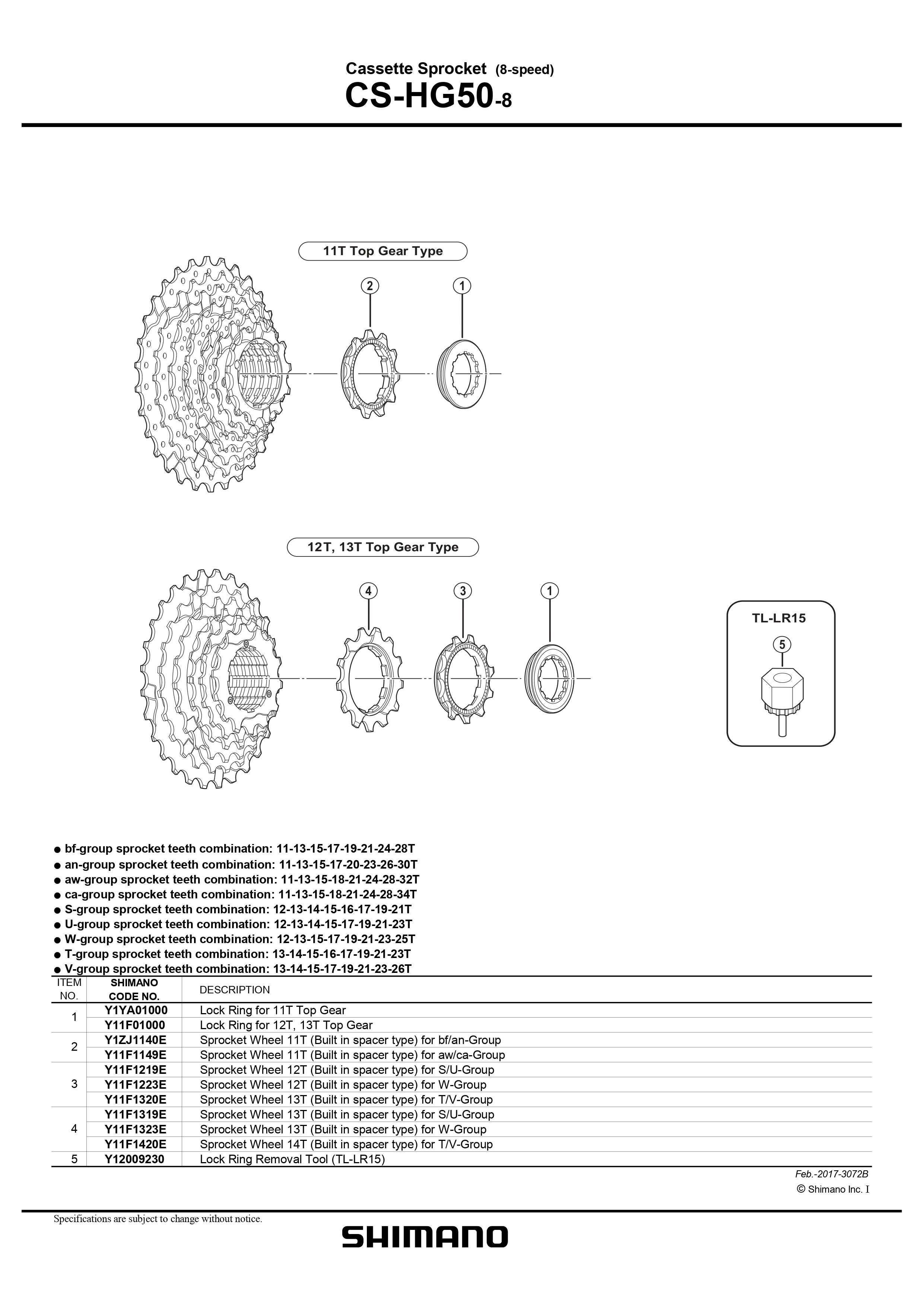 SHIMANO CS-HG50-8 Cassette Sprocket Lock Ring for 11T Top Gear - (8-speed) - Y1YA01000-Pit Crew Cycles