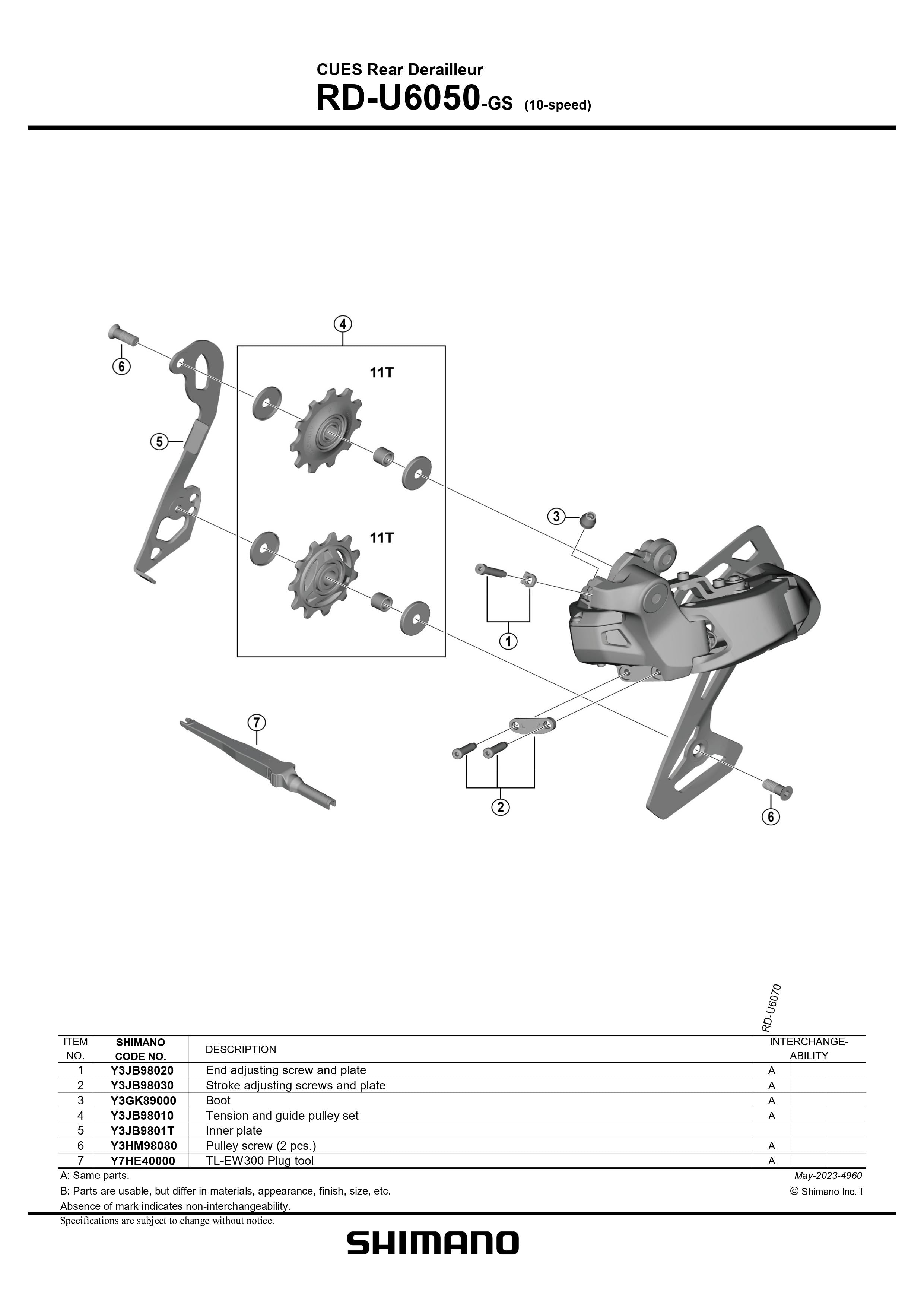 SHIMANO CUES RD U6050 DI2 Shadow Rear Derailleur Medium Cage GS