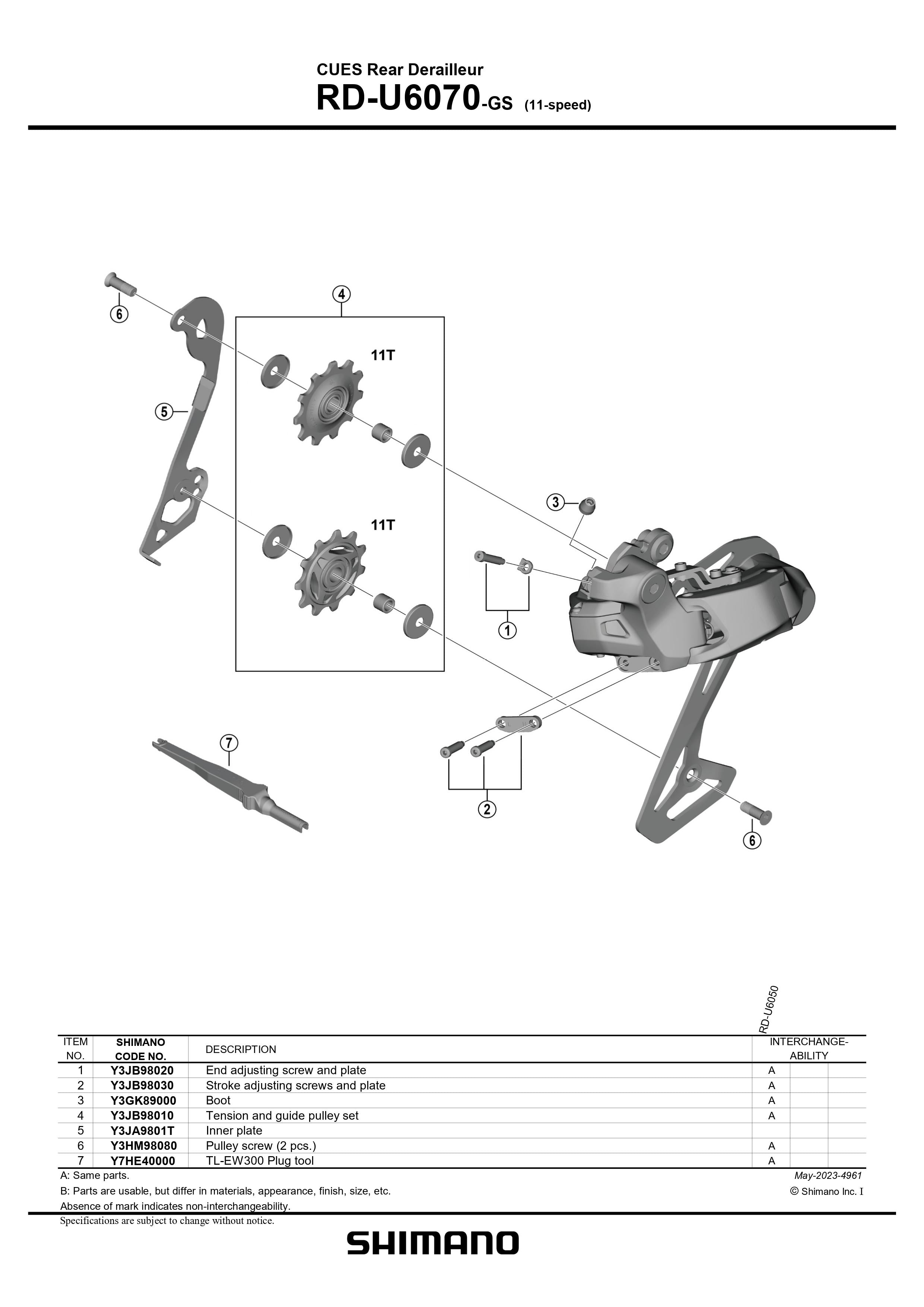 SHIMANO CUES RD-U6070 DI2 Shadow Medium Cage Rear Derailleur 1x11-Speed-Pit Crew Cycles