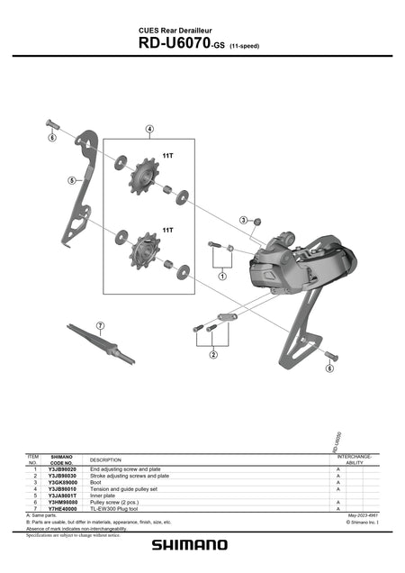 SHIMANO CUES RD-U6070 DI2 Shadow Medium Cage Rear Derailleur 1x11-Speed-Pit Crew Cycles