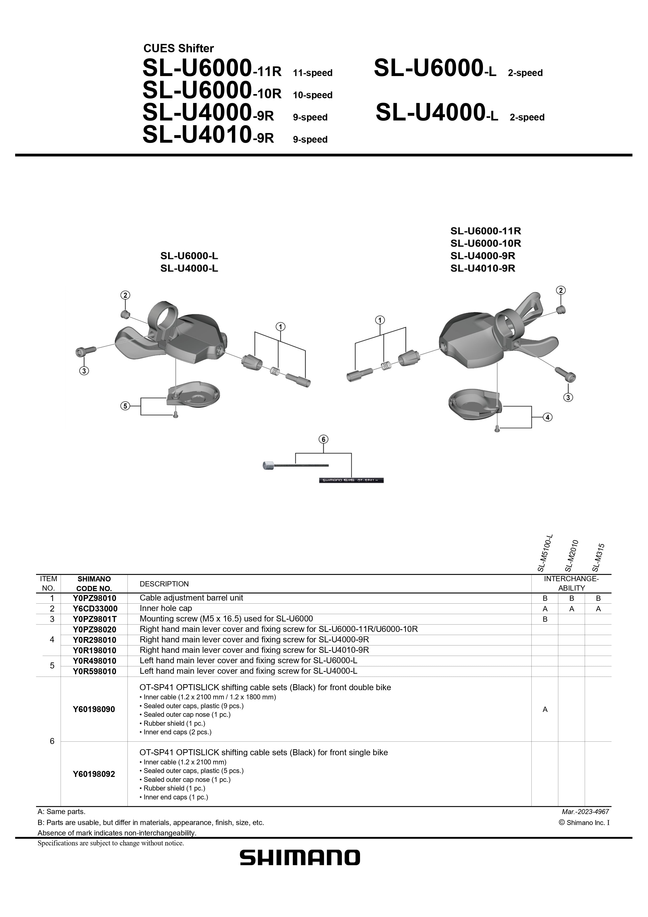 SHIMANO CUES SL-U6000-10R Linkglide Rapidfire Plus Shifter 10-Speed ...