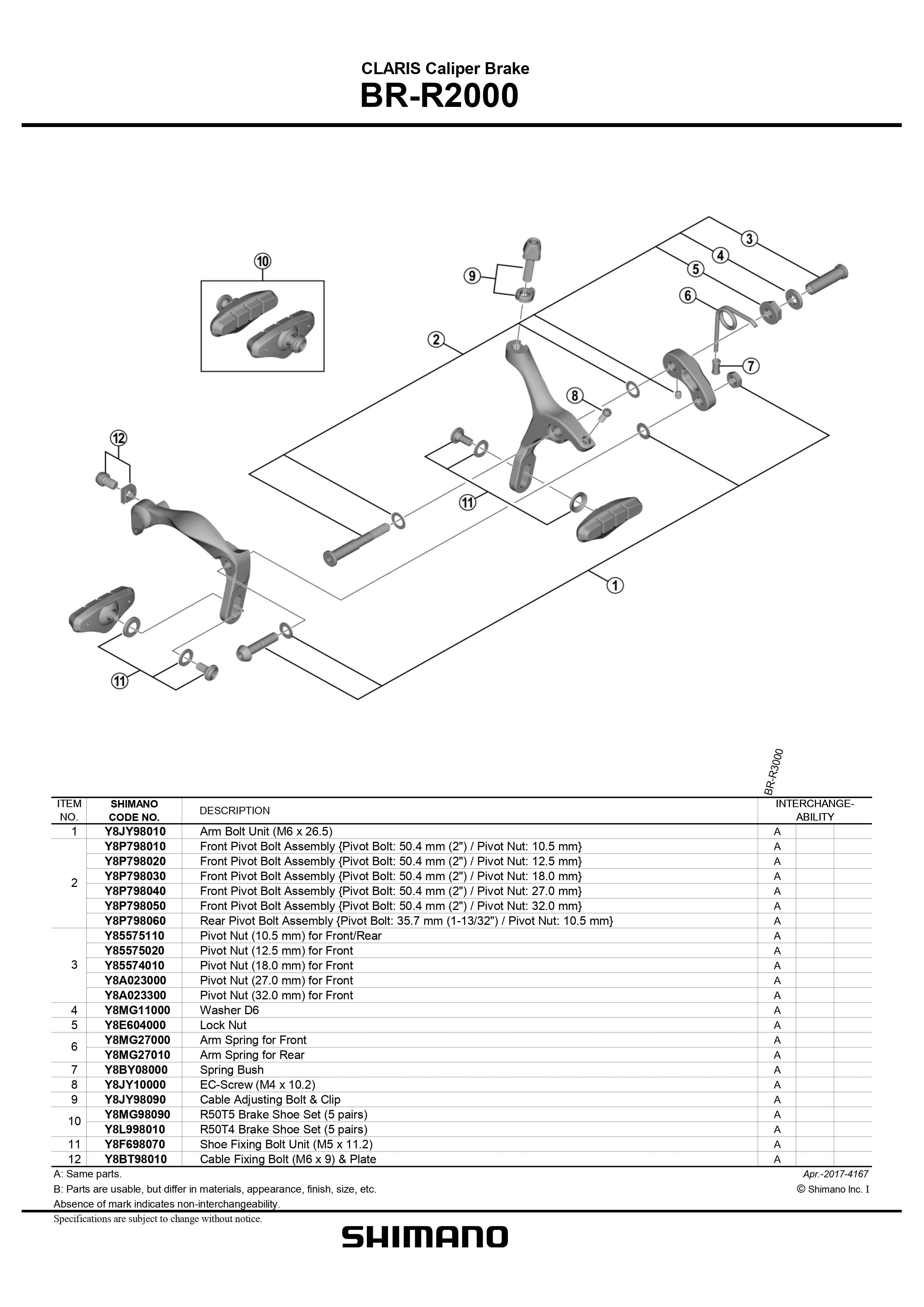 Shimano claris hot sale brake calipers