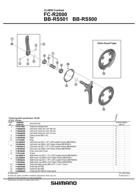 SHIMANO Claris FC-R2000 Crankset Chainring 8-Speed-Pit Crew Cycles