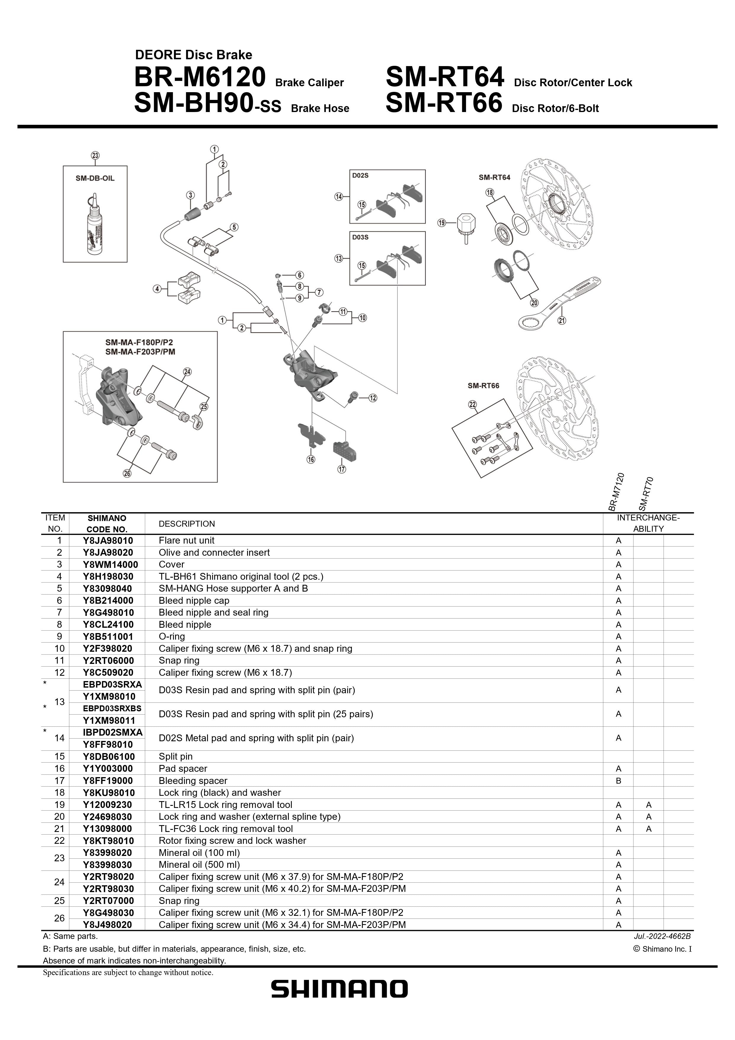 Shimano m6120 best sale brake set