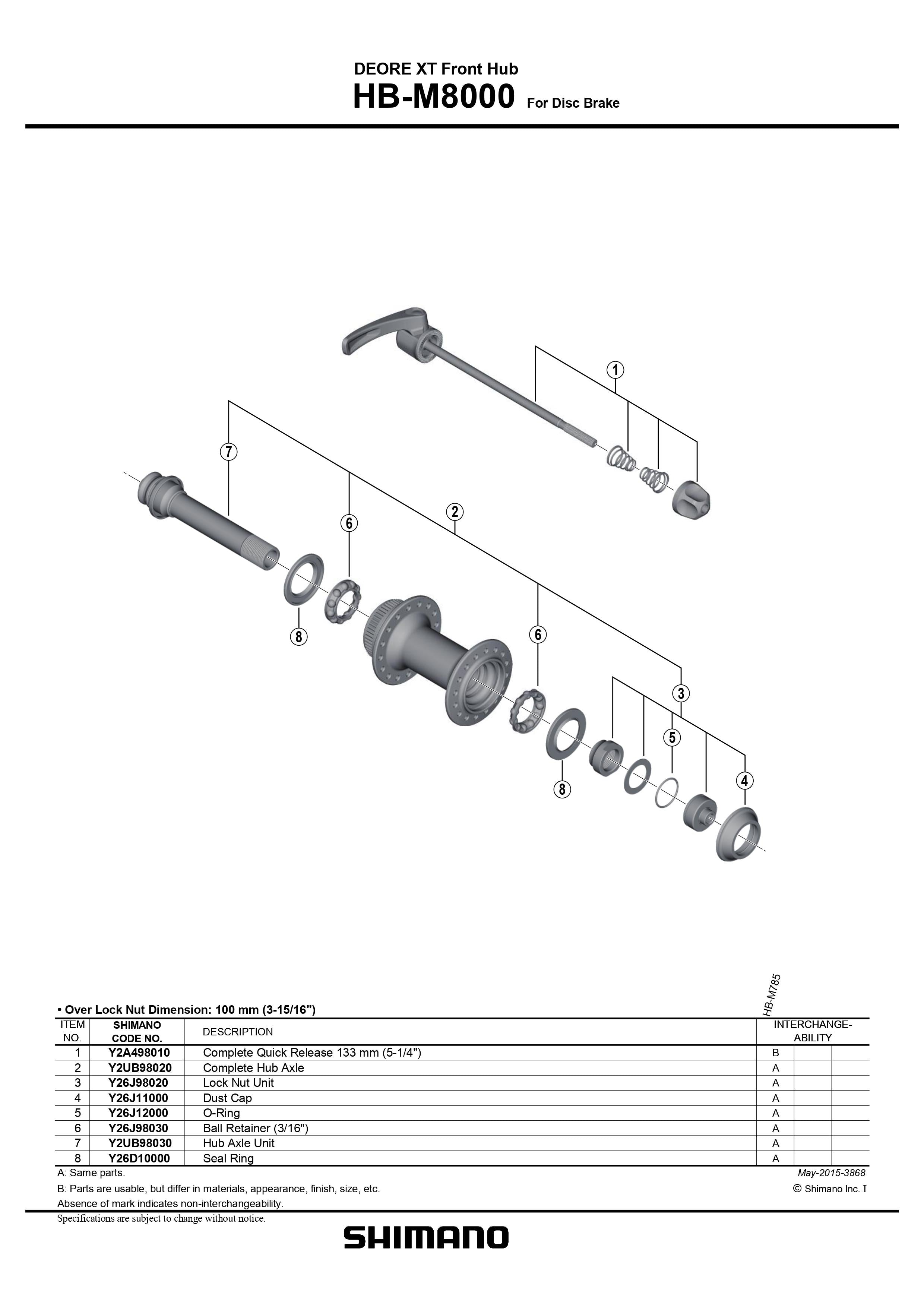 Shimano deore shops xt front hub