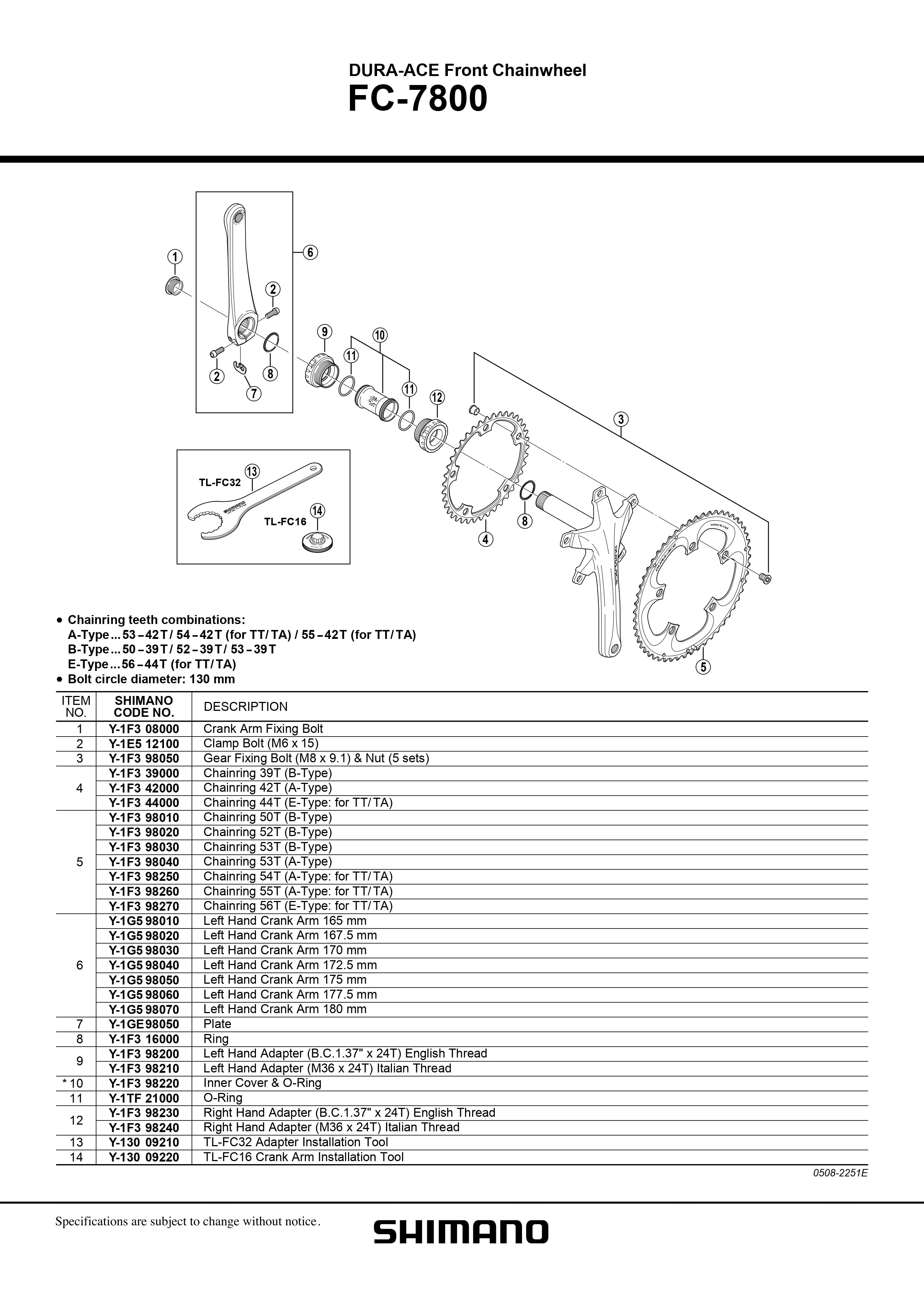 SHIMANO DURA-ACE FC-7800 Front Chainwheel Clamp Bolt M6 x 15 - Y1E512100-Pit Crew Cycles